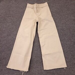 Zara Wide Leg Crop Jeans Womens Size 11-12 (24x24) Light Brown Beige High Rise
